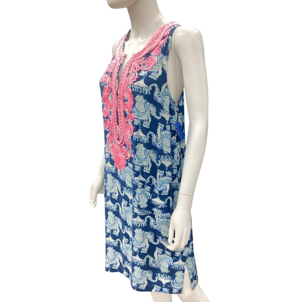 Lilly Pulitzer Dress Women’s Size 8 “Carlotta” Embroidered Front Elephants Motif - Picture 2 of 6